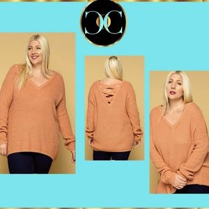 NEW!! Dust pink sweater w/criss cross back detail